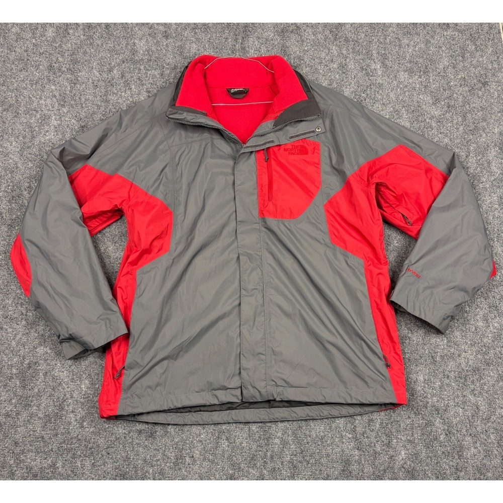 The North Face HyVent 3-in-1 Triclimate Jacket Mens Large Grey Red Fleece Liner